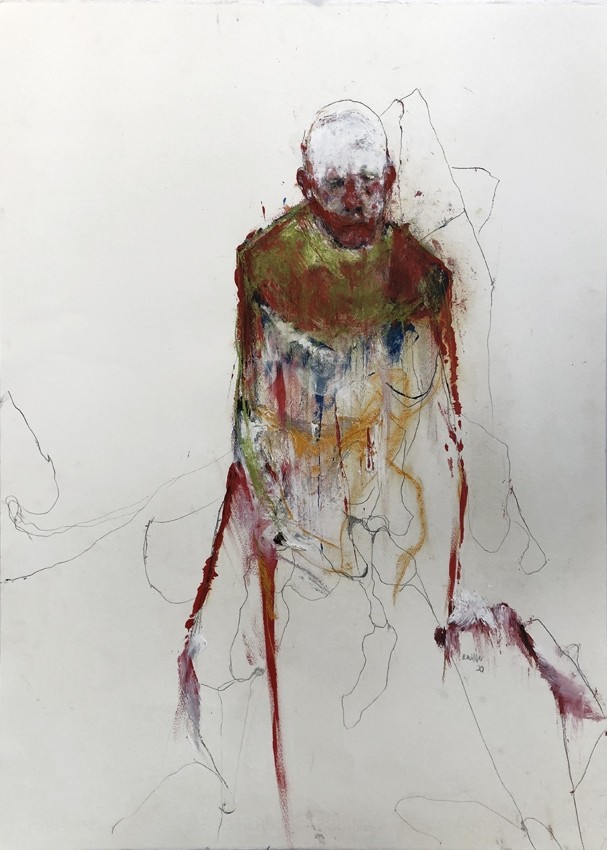 Un orchestre désertique, de l'artiste Benoit Genest Rouillier, Oeuvre papier, Techniques mixtes, Création unique, dimension : 30 x 22 po de largeur