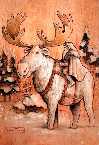 Voyageurs nordiques, de l'artiste Félix Girard, sur papier Epson « Enhanced Matte, impression avec de l’encre à pigment – qualité archive (ultra chrome), dimension : 10 x 8 pouces de largeur, affiche prête à être encadrée