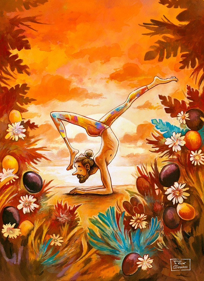 Yogi, de l'artiste Félix Girard, sur papier Epson « Enhanced Matte, impression avec de l’encre à pigment – qualité archive (ultra chrome), dimension : 14 x 11 pouces de largeur, affiche prête à être encadrée