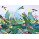 L'annonce du printemps, de l'artiste Brigitte Galipeau - BGALI, Tableau, Mixtes sur toile galerie, Dimension : 36 x 48 pouces de largeur