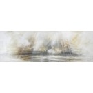 Horizon V, #0221, de l'artiste Yan Laboissonnière, Techniques mixtes sur bois, Création unique, Format de l'oeuvre : 20 x 60 pouces de largeur