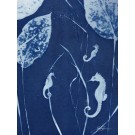 En eau tranquille, de l'artiste Sophie Rozenn Boucher, Medium Cyanotype et aquarelle sur papier de coton, marouflé sur bois, Création unique, Format de l'oeuvre : 12 x 9 pouces de largeur