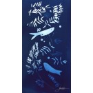 Jardin d'eau, de l'artiste Sophie Rozenn Boucher, Medium Cyanotype et aquarelle sur papier de coton, marouflé sur bois, Création unique, Format de l'oeuvre : 12 x 6 pouces de largeur