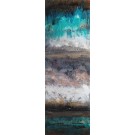 Terra Nostra VII, no 674, de l'artiste Isabel Picard, Techniques mixtes sur bois, Création unique, dimension : 16 x 48 po de largeur