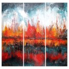 Furie (triptyque), de l'artiste Isabel Picard, Techniques mixtes sur bois, Création unique, dimension : 48 x 48 po de largeur