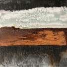 Matière II, no 750, de l'artiste Isabel Picard, Techniques mixtes sur bois, Création unique, dimension : 16 x 16 po de largeur, vue horizontale