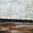 Horizon VI, no 759, de l'artiste Isabel Picard, Techniques mixtes sur bois, Création unique, dimension : 12 x 12 po de largeur