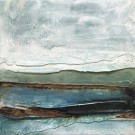 Horizon VII, no 760, de l'artiste Isabel Picard, Techniques mixtes sur bois, Création unique, dimension : 12 x 12 po de largeur