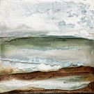 Horizon IX, no 762, de l'artiste Isabel Picard, Techniques mixtes sur bois, Création unique, dimension : 16 x 16 po de largeur