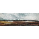Horizon X, no 763, de l'artiste Isabel Picard, Techniques mixtes sur bois, Création unique, dimension : 20 x 60 po de largeur