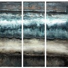 Marée givrée, no 769 (triptyque), de l'artiste Isabel Picard, Techniques mixtes sur bois, Création unique, dimension : 48 x 48 po de largeur