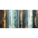 Évasion maritime, no 770 (quadriptyque), de l'artiste Isabel Picard, Techniques mixtes sur bois, Création unique, dimension : 32 x 64 po de largeur