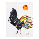 13-Carte de souhaits 5x4, -- Le Coq --, de l'artiste Brigitte Galipeau BGALI, dimension : 5.5 x 4.25 pouces largeur, sans texte, avec enveloppe  Vous pouvez inscrire votre message à l'intérieur.  Carte vendue à l'unité