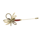 Broche, no 15, Couleur, nacre, argent et marron, de l'artiste Sandrine Giraud. Ce bijou marie avec élégance la grâce et l’originalité des lignes.