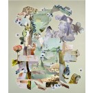 Carrousel, de l'artiste Patricia Doucet, Tableau, Collage et acrylique sur toile, Création unique, dimension : 36 x 30 po de largeur