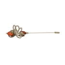 Broche, no 2, Couleur, gris argent et marron, de l'artiste Sandrine Giraud. Ce bijou marie avec élégance la grâce et l’originalité des lignes.