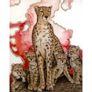 Retrouve-moi au coeur de la savane, de l'artiste Joannie Langlois, Tableau, Acrylique, feuille d'or véritable 13.5 K, sur toile galerie, Création unique, dimension : 40 x 32 po de largeur