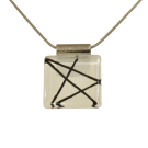 Collier carré 1 pouce, no 46, de l'artiste Azurine, Peint à la main, Chaîne 18 po acier inoxydable, Matière première : verre, cuisson au four