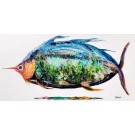 L'Explorateur, de l'artiste Brigitte Galipeau - BGALI, Tableau, Mixtes sur toile galerie, Dimension : 24 x 48 pouces de largeur