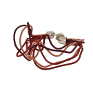 Bracelet LIANE, no 85, de l'artiste Sandrine Giraud. Couleur Rouge et corail. Ce bijou modulable marie avec élégance la grâce et l’originalité des lignes.
