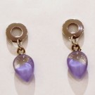 Boucles d'oreille, Pendantes avec rond, no 19, de l'artiste Azurine, Peintes à la main, Tiges en acier inoxydable, Matière première : verre, cuisson au four