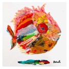 C-Carte de souhaits 5x5, -- Le fêtard du fleuve --, de l'artiste Brigitte Galipeau BGALI, dimension : 5.5 x 5.5 pouces largeur, sans texte, avec enveloppe  Vous pouvez inscrire votre message à l'intérieur.  Carte vendue à l'unité