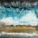 À l'orée des mers, no 778, de l'artiste Isabel Picard, Techniques mixtes sur bois, Création unique, dimension : 30 x 30 po de largeur