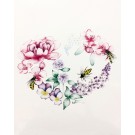 Affiche, Coeur floral Abeilles, de l'artiste Katrinn Pelletier, dimension : 10 x 8 po de largeur