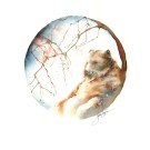 Affiche, --- L'ours et la forêt ---, de l'artiste Sophie Rozenn Boucher, dimension : 10 x 8 pouces de largeur, affiche prête à être encadrée