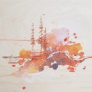 À l'aube d'une aventure I, de l'artiste Anne-Marie Villeneuve, Tableau, Mixtes sur bois (galerie), Création unique, dimension : 10 x 10 po de largeur