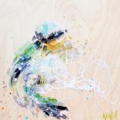 Lysa, de l'artiste Anne-Marie Villeneuve, Tableau, Acrylique et fils de coton sur bois, Création unique, dimension : 8 x 8 po de largeur