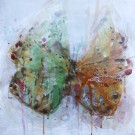Second souffle, de l'artiste Anne-Marie Villeneuve, Tableau, Acrylique, graphite et fils de coton sur toile galerie, Création unique, dimension : 16 x 16 po de largeur
