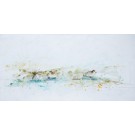Candides sur le rivage, de l'artiste Anne-Marie Villeneuve, Tableau, Acrylique, graphite et fils de coton sur toile galerie, Création unique, dimension : 24 x 48 po de largeur
