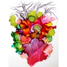 Carte de souhaits 5x5 po, Au coeur de la terre, de l'artiste Nancy Létourneau, dimension : 5.25 x 5.25 pouces largeur, sans texte, avec enveloppe  Vous pouvez inscrire votre message à l'intérieur.  Carte vendue à l'unité