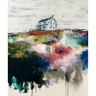 Au milieu du beau, de l'artiste Stéphanie Viens, Technique : Acrylique et collage sur toile, Création unique, Format de l'oeuvre : 36 x 30 pouces de largeur