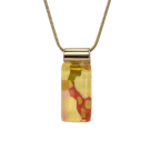 Collier unique, no 68, de l'artiste Azurine, Peint à la main, Chaîne 18 po acier inoxydable, Matière première : verre, cuisson au four