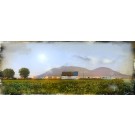 Beloeil sur St-Hilaire, Éditions de 8, de l'artiste Pascal Normand, Estampe numérique, techniques mixtes, dimension : 24 x 60 po de largeur, disponible sur commande, d'autres formats sont possibles