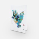 Carte de souhaits -- Le messager --, de l'artiste Brigitte Galipeau BGALI, sans texte, avec enveloppe  Vous pouvez inscrire votre message à l'intérieur.  Carte vendue à l'unité