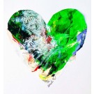 Carte de souhaits -- Coeur vert --, de l'artiste Brigitte Galipeau BGALI, sans texte, avec enveloppe  Vous pouvez inscrire votre message à l'intérieur.  Carte vendue à l'unité