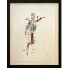 Ecologie (o.encadrée), de l'artiste Benoit Genest Rouillier, Oeuvre sur papier, Sanguine sèche, plomb, encre de Chine, acrylique, Création unique, dimension : 13.75 x 10.25 po de largeur