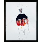 Sun-Ra (O. encadrée), de l'artiste Benoit Genest Rouillier, Oeuvre papier, Mixtes sur papier, Création unique, dimension : 13.75 x 10.25 po de largeur