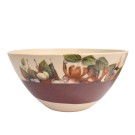 Bol repas, no 9, (bande bordeaux, fleur orange), de l'artiste Jane Baronet, Pièce tournée ou fabriquée en grès par moulage, dimension : 7.25 po x 3.5 po