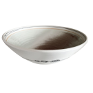 Bol de service (très grand), intérieur rouge/vert, de l'artiste Elizabeth Hamel, medium : céramique porcelaine blanche, dimension : 7 po haut x 14.5 po de diamètre, pièce vendue à l'unité, vue 2