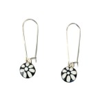 Boucles d'oreille, Pendantes, no 41, de l'artiste Azurine, Peintes à la main, Tiges en acier inoxydable, Matière première : verre, cuisson au four