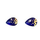 Boucles d'oreille, Puce à l'oreille, no 27, de l'artiste Azurine, Peintes à la main, Tiges en acier inoxydable, Matière première : verre, cuisson au four