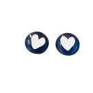 Boucles d'oreille, Puce à l'oreille, no 63, de l'artiste Azurine, Peintes à la main, Tiges en acier inoxydable, Matière première : verre, cuisson au four