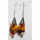 Boucles d'oreille, Seed (orange), de l'artiste Mun Muntadas, Matière première : verre au chalumeau