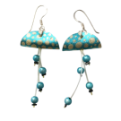 Boucles d'oreilles Méduses, no 17, de l'artiste Molusk, Bijou mode d'inspiration aquatique souple et léger. La matière première : un PVC transparent qui, une fois coloré, doré et imprimé, est totalement métamorphosé.