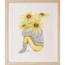 Affiche, -- Bouquet Rudbeckia --, de l'artiste Katrinn Pelletier, Illustration, aquarelle, crayons de couleur, ..., dimension : 10 x 8 po de largeur
