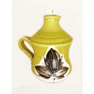 Bouteille à sirop, # 14, verte, de l'artiste Créations Ratté, medium : céramique, objet utilitaire cuit à très haute température, résistant au four, au micro-onde et au lave-vaisselle 